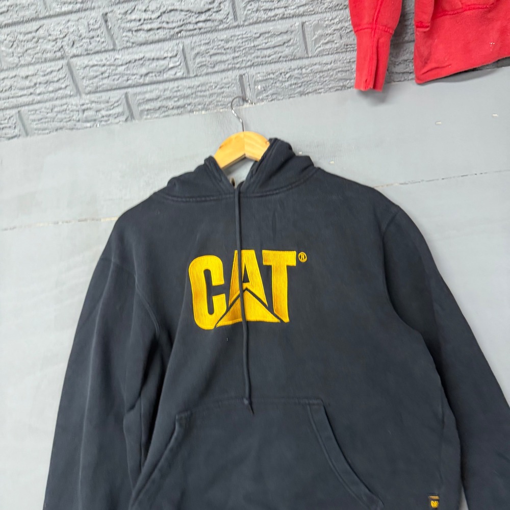 Caterpillar Mens Black CAT Logo Pullover Hoodie Sweatshirt Large Workwear